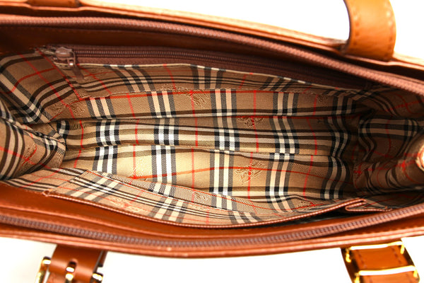 バーバリー ブラウン 茶 レザー ハンドバッグ レディース BURBERRY 中古