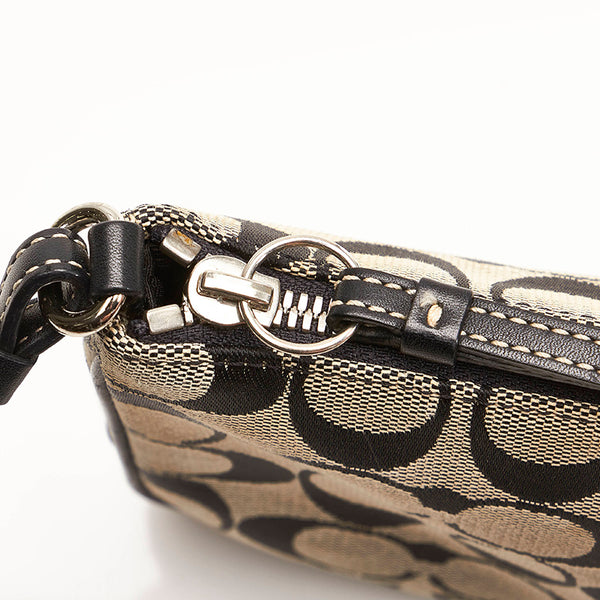 コーチ ブラック キャンバス レザー 斜め掛け ショルダーバッグ レディース COACH 【中古】