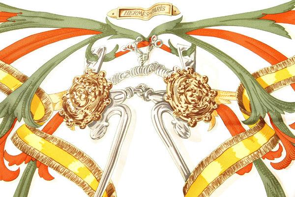 エルメス カレ LE MORS A LA CONETABLE 轡の気品 グリーン 緑 シルク スカーフ レディース HERMES 中古