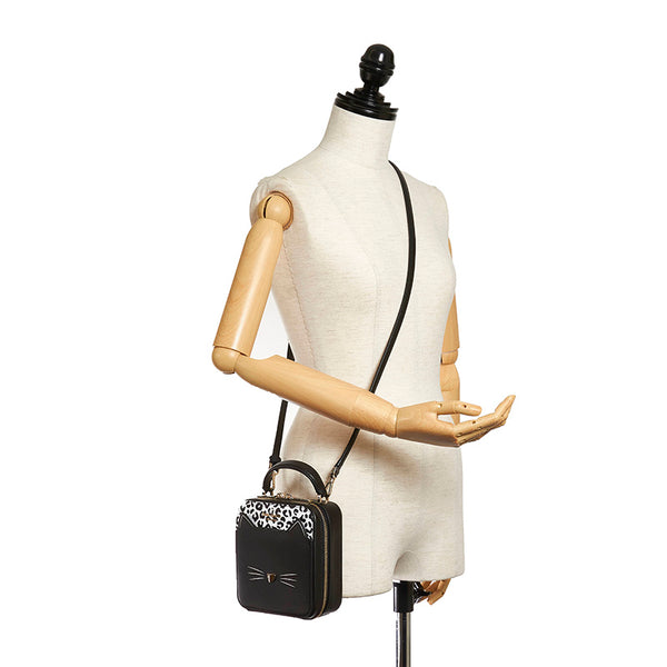 ケイトスペード キャット ブラック レザー ハンドバッグ ショルダーバッグ 2WAY レディース Kate Spade 【中古】