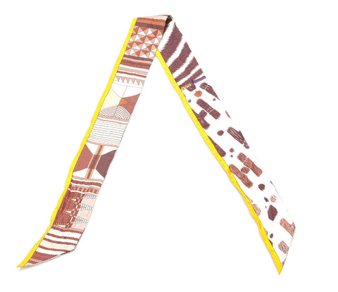 エルメス ツイリー ブラウン マルチ シルク スカーフ レディース HERMES 中古