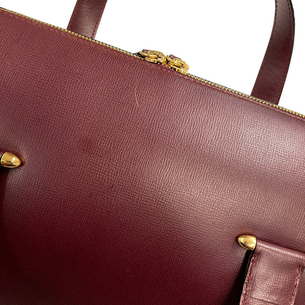 カルティエ マスト ドゥ カルティエ ボルドー カーフ ハンドバッグ ショルダーバッグ２WAY レディース CARTIER 【中古】