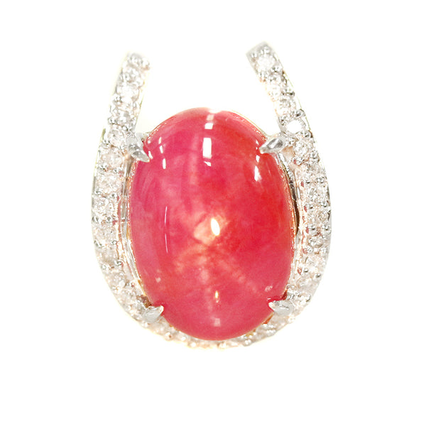 Pt900 プラチナ スタールビー11.38ct ダイヤ0.33ct ペンダントトップ レディース 【中古】