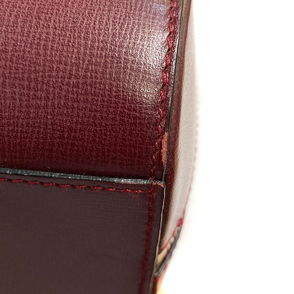 カルティエ マスト ドゥ カルティエ ボルドー カーフ ハンドバッグ ショルダーバッグ２WAY レディース CARTIER 【中古】