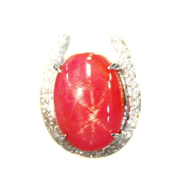 Pt900 プラチナ スタールビー11.38ct ダイヤ0.33ct ペンダントトップ レディース 【中古】