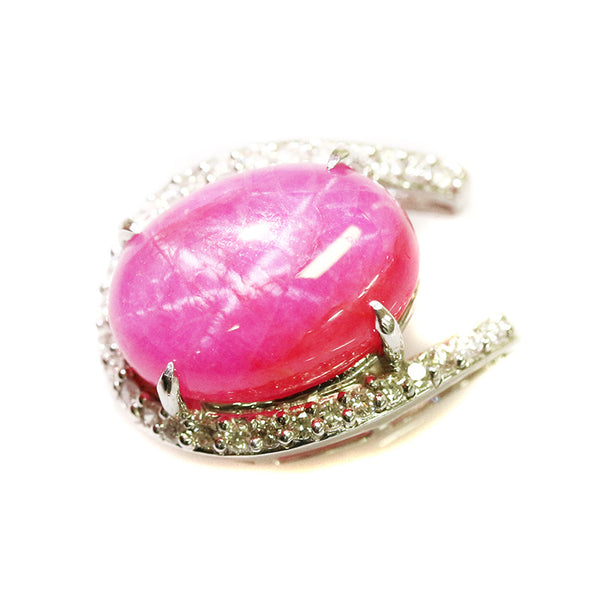 Pt900 プラチナ スタールビー11.38ct ダイヤ0.33ct ペンダントトップ レディース 【中古】