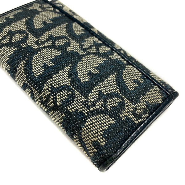 クリスチャンディオール トロッター ネイビー グレー キャンバス レザー キーケース レディース Christian Dior 【中古】