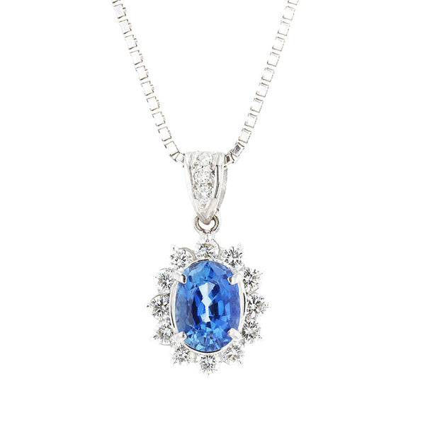 Pt900 プラチナ Pt850 プラチナ サファイア1.61ct ダイヤ0.52ct ネックレス レディース 【中古】