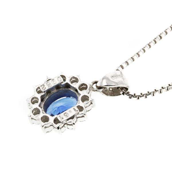 Pt900 プラチナ Pt850 プラチナ サファイア1.61ct ダイヤ0.52ct ネックレス レディース 【中古】