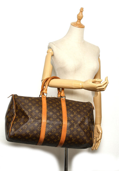 ルイ ヴィトン モノグラム キーポル 45 M41428 ブラウン 茶 PVC レザー ボストンバッグ ユニセックス LOUIS VUITTON 中古