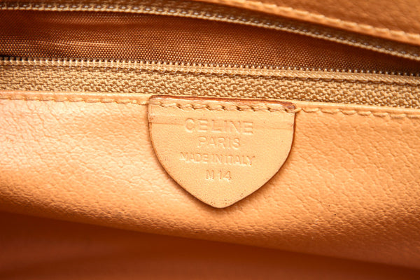 セリーヌ マカダム M 14 ブラウン 茶 PVC レザー ショルダーバッグ レディース CELINE 中古
