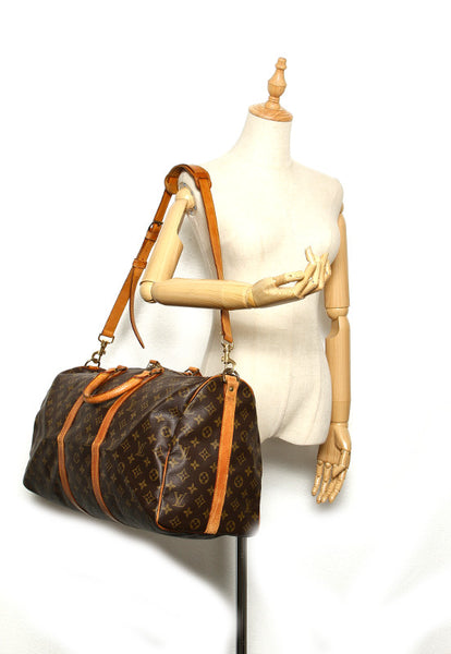 ルイ ヴィトン モノグラム キーポル バンドリエール 50 M41416 ブラウン 茶 PVC レザー ボストンバッグ ユニセックス LOUIS VUITTON 中古