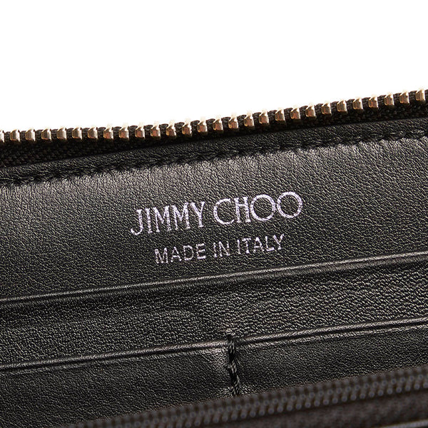ジミーチュウ 星 スター スタッズ ラウンドファスナー 長財布 ブラック レザー レディース JIMMY CHOO 【中古】