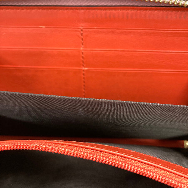 グッチ GGスプリーム リボン 388680 ブラウン ピンク PVC レザー ラウンドファスナー 長財布 レディース GUCCI 【中古】