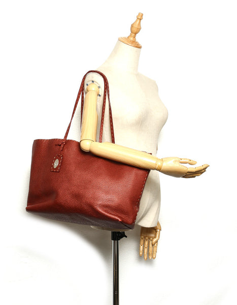 フェンディ レッド レザー トートバッグ ユニセックス FENDI 中古