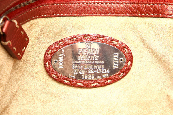 フェンディ レッド レザー トートバッグ ユニセックス FENDI 中古