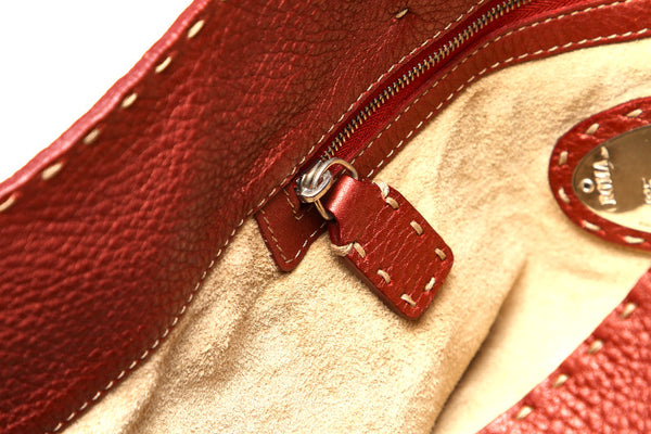 フェンディ レッド レザー トートバッグ ユニセックス FENDI 中古