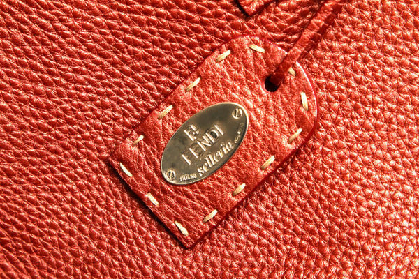 フェンディ レッド レザー トートバッグ ユニセックス FENDI 中古
