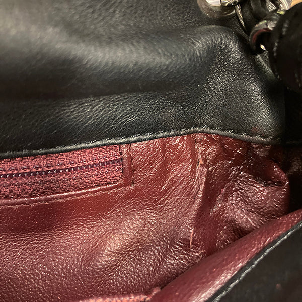 シャネル ココマーク チェーン ショルダーバッグ ブラック ラムスキン メタル レディース CHANEL 【中古】