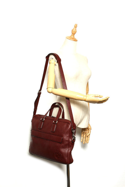 グッチ インターロッキングＧ 322057 ボルドー レザー ビジネスバッグ メンズ GUCCI 中古