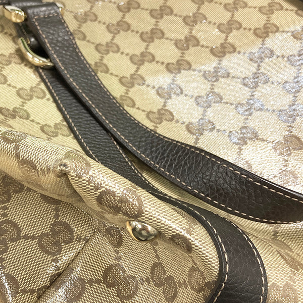 グッチ GGクリスタル アビー 268640 ベージュ ブラウン PVC レザー ショルダーバッグ レディース GUCCI 【中古】