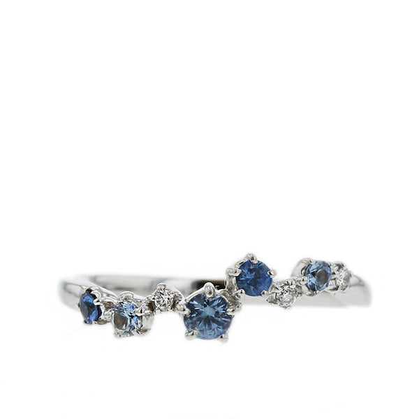 スタージュエリー K18 ゴールド サファイア ダイヤ0.02ct リング 指輪 レディース STAR JEWELRY 8号 【中古】