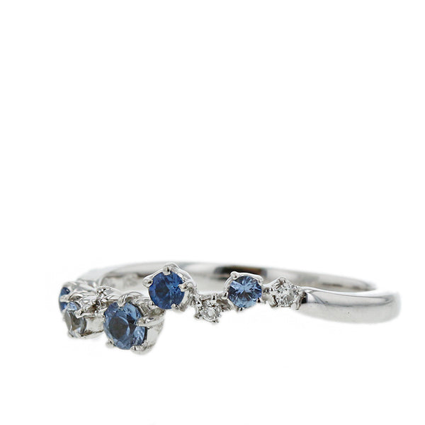 スタージュエリー K18 ゴールド サファイア ダイヤ0.02ct リング 指輪 レディース STAR JEWELRY 8号 【中古】