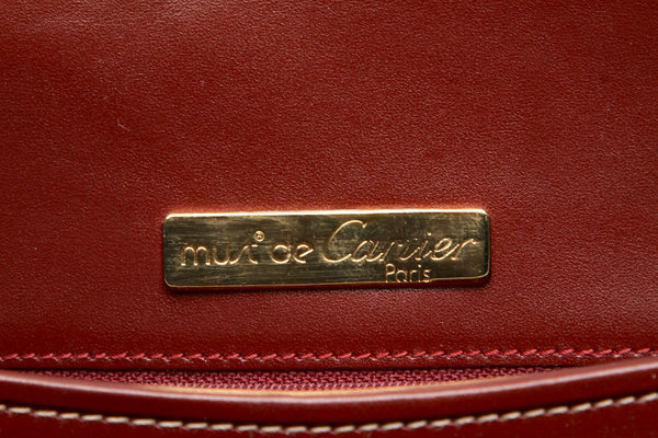 カルティエ マストライン ワインレッド レザー ショルダーバッグ レディース CARTIER 中古