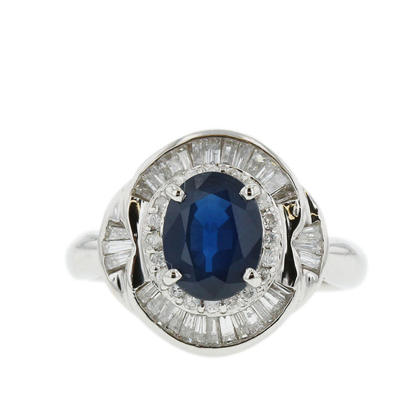 Pt900 プラチナ サファイア1.52ct ダイヤ0.55ct リング 指輪 レディース 11号 【中古】