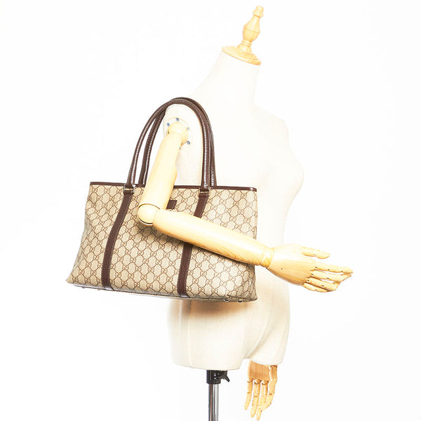 グッチ GGスプリーム 114595 ブラウン PVC レザー トートバッグ レディース GUCCI 中古