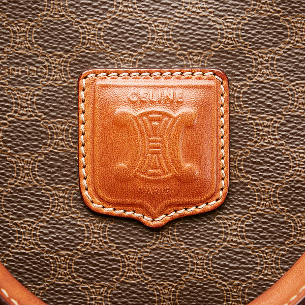 セリーヌ マカダム  ブラウン PVC レザー ミニボストン ハンドバッグ  レディース CELINE 【中古】
