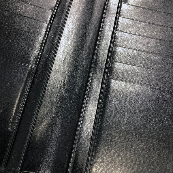 カルティエ パシャ ブラック レザー 長財布 メンズ CARTIER 【中古】