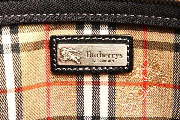 バーバリー ブラック 黒 レザー クラッチバッグ セカンドバッグ メンズ BURBERRY 中古