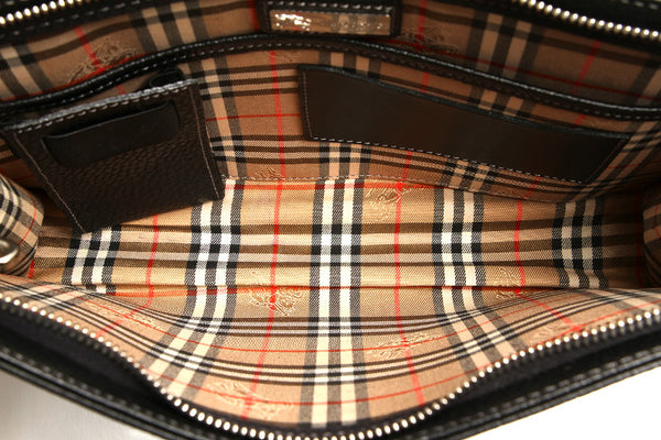バーバリー ブラック 黒 レザー クラッチバッグ セカンドバッグ メンズ BURBERRY 中古