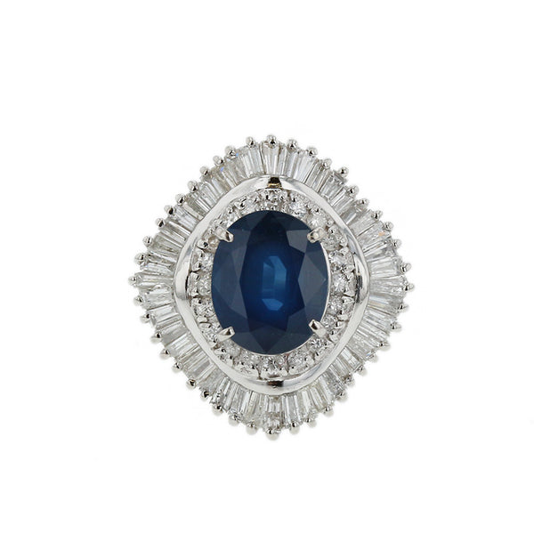 Pt900 プラチナ サファイア3.64ct ダイヤ1.30ct リング 指輪 レディース 11号 【中古】