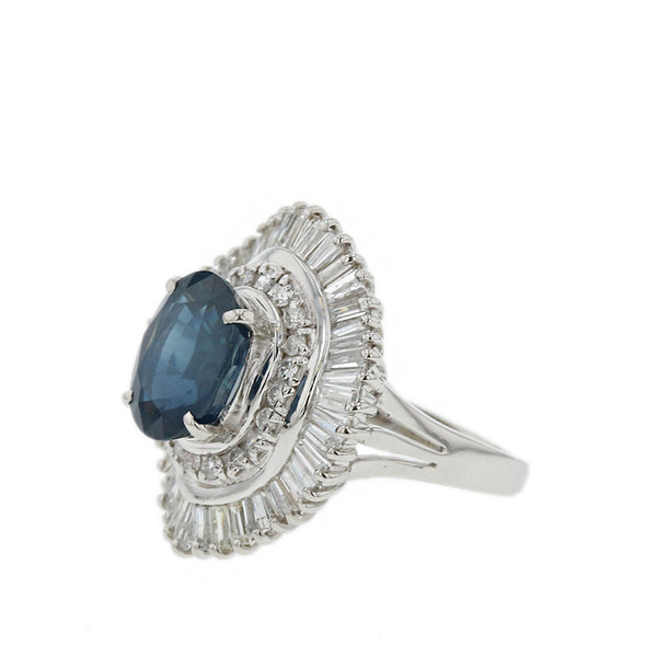 Pt900 プラチナ サファイア3.64ct ダイヤ1.30ct リング 指輪 レディース 11号 【中古】