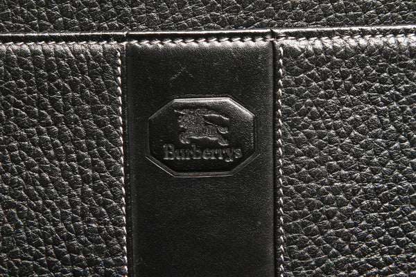 バーバリー ブラック 黒 レザー クラッチバッグ セカンドバッグ メンズ BURBERRY 中古