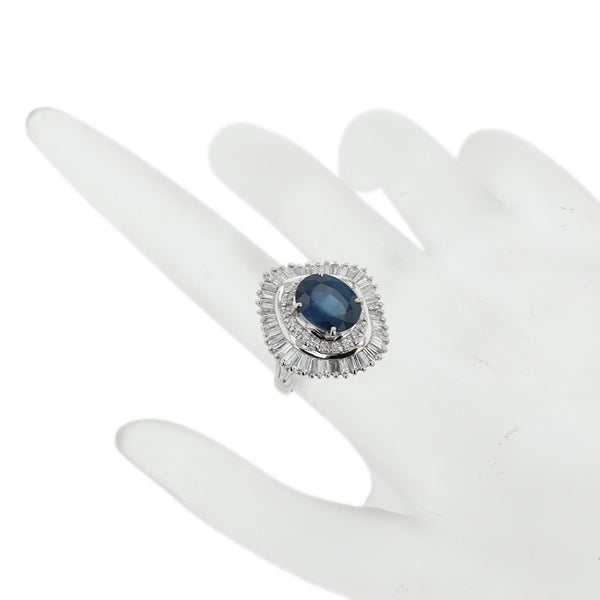 Pt900 プラチナ サファイア3.64ct ダイヤ1.30ct リング 指輪 レディース 11号 【中古】
