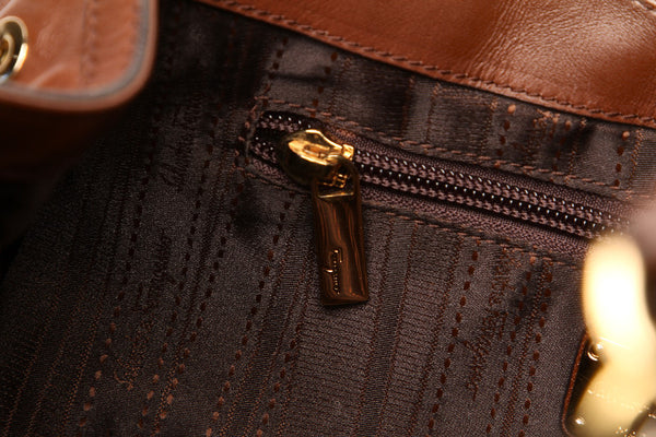 サルヴァトーレフェラガモ ガンチーニ AU-21 D228 ブラウン レザー ハンドバッグ レディース Salvatore Ferragamo 【中古】