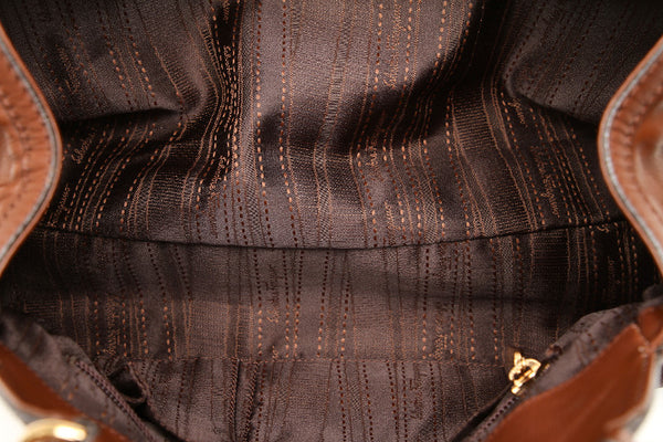 サルヴァトーレフェラガモ ガンチーニ AU-21 D228 ブラウン レザー ハンドバッグ レディース Salvatore Ferragamo 【中古】