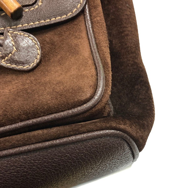 グッチ バンブー リュック バックパック 003 2058 ブラウン スウェード レザー レディース GUCCI 【中古】