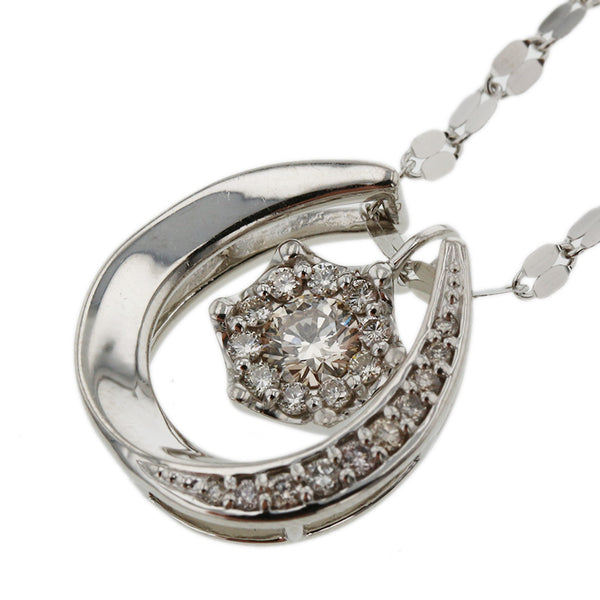 Pt900 プラチナ Pt850 プラチナ ダイヤ0.31ct ネックレス レディース 【中古】