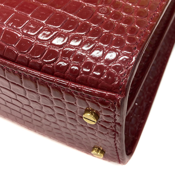 サンローラン カサンドラ レッド クロコダイル ハンドバッグ ショルダーバッグ 2WAY レディース SAINT LAURENT 【中古】
