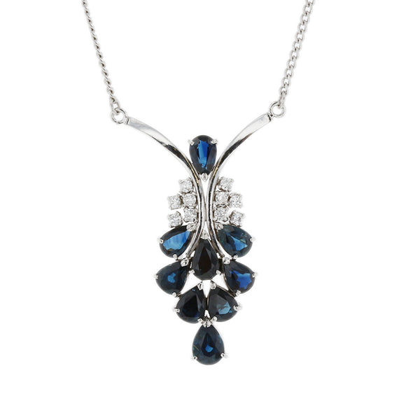 Pt900 プラチナ Pt850 プラチナ サファイア3.26ct ダイヤ0.18ct ネックレス レディース 【中古】