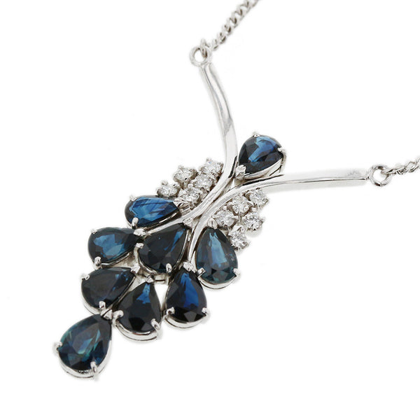 Pt900 プラチナ Pt850 プラチナ サファイア3.26ct ダイヤ0.18ct ネックレス レディース 【中古】