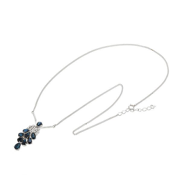 Pt900 プラチナ Pt850 プラチナ サファイア3.26ct ダイヤ0.18ct ネックレス レディース 【中古】