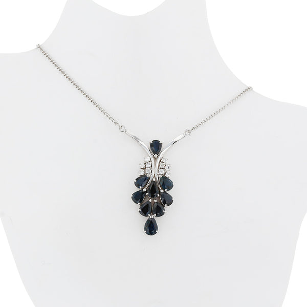 Pt900 プラチナ Pt850 プラチナ サファイア3.26ct ダイヤ0.18ct ネックレス レディース 【中古】