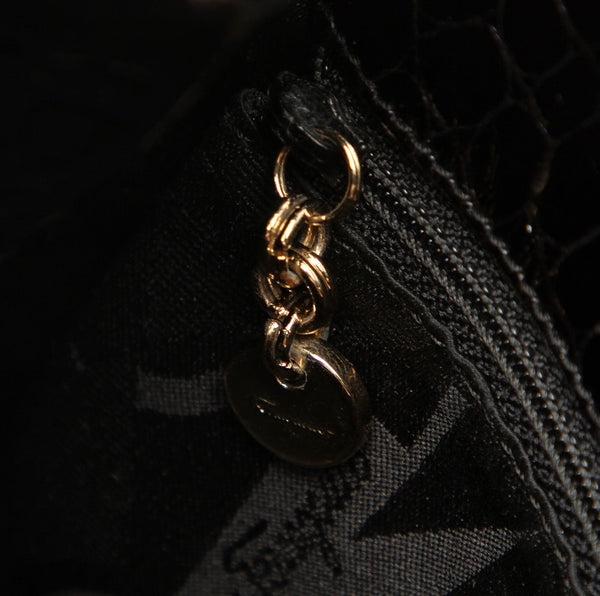 サルヴァトーレフェラガモ ヴァラ AQ-217755 ブラック 黒 クロコ型押し ハンドバッグ レディース Salvatore Ferragamo 中古