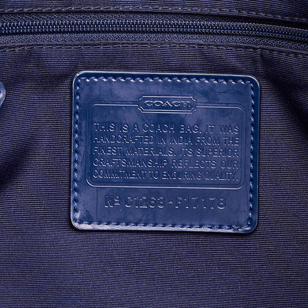 コーチ カラフルトートバッグ ブルー パープル ホワイト ナイロン キャンバス ショルダーバッグ トートバッグ レディース COACH 【中古】