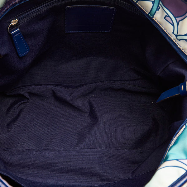 コーチ カラフルトートバッグ ブルー パープル ホワイト ナイロン キャンバス ショルダーバッグ トートバッグ レディース COACH 【中古】